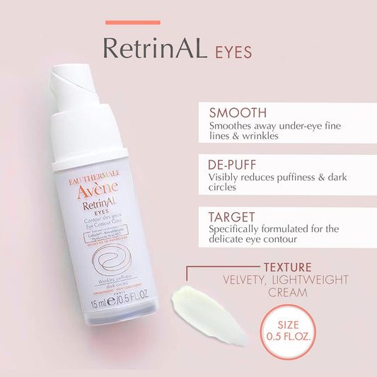 Eau Thermale Avene - RetrinAL EYES - Retinaldehyde & Hyaluronic Acid - Minimizes Appearance of Under-Eye Lines, Puffiness & Dark Circles - 0.5   (Pack of 1)