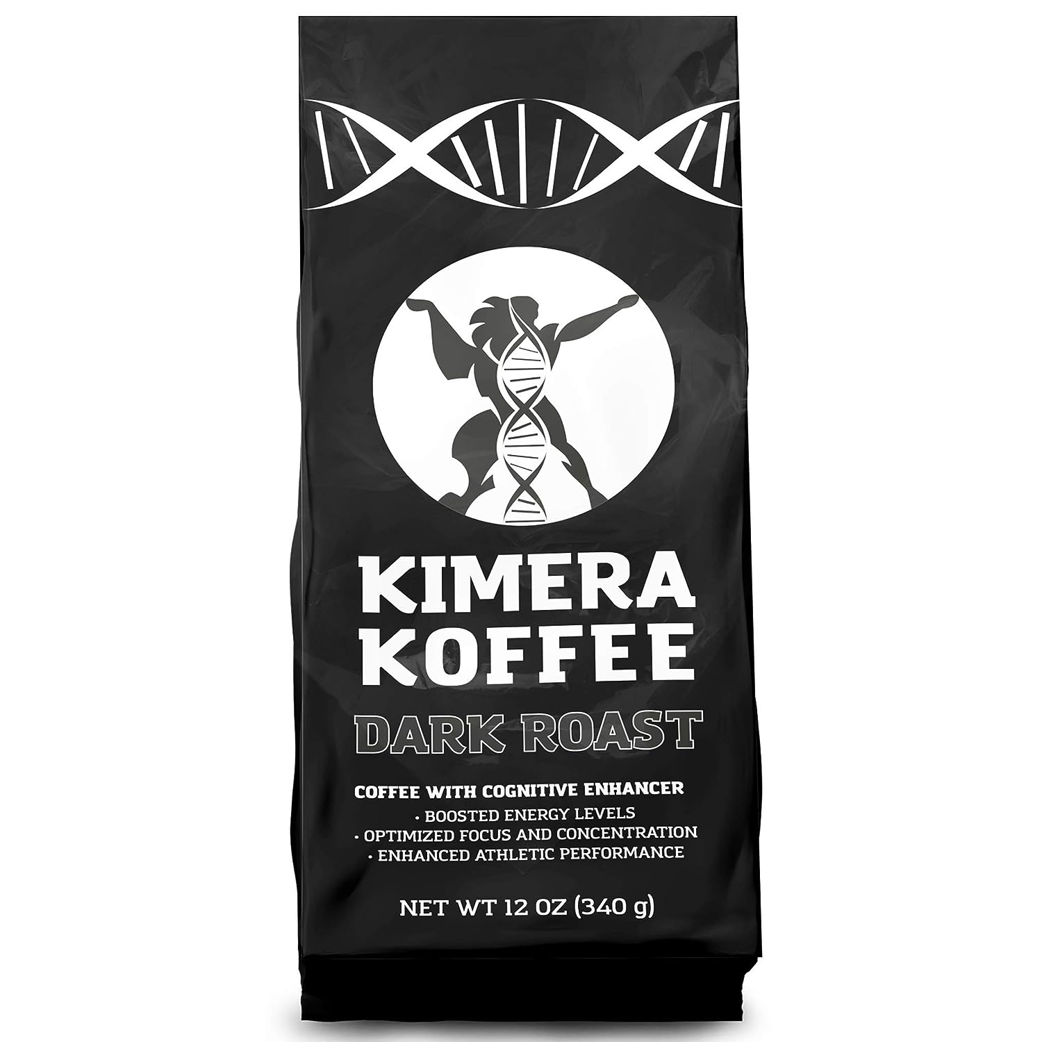 Kimera Koffee - Organic Dark Roast Ground Coffee | Infused with Brain Vitamins |Taurine, Alpha GPC, DMAE, and L-theanine | Enhance Cognitive Stamina | Optimize Focus & Concentration | Enhance Athletic Performance | 12oz