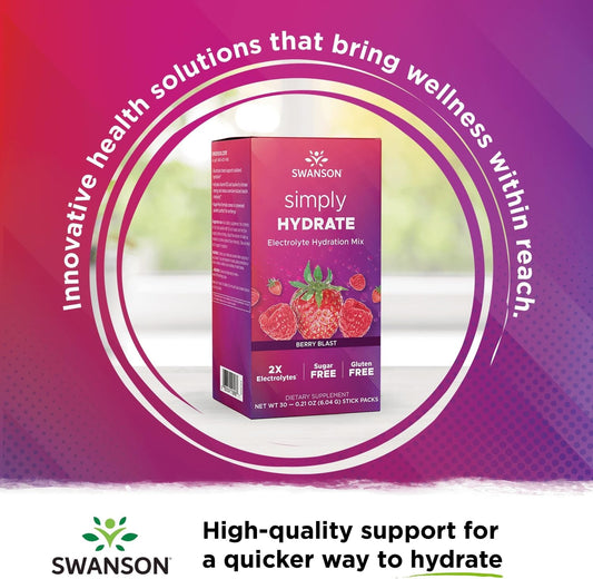 Swanson Simply Hydrate Electrolyte Mix - Sugar-Free Berry Blast Flavor