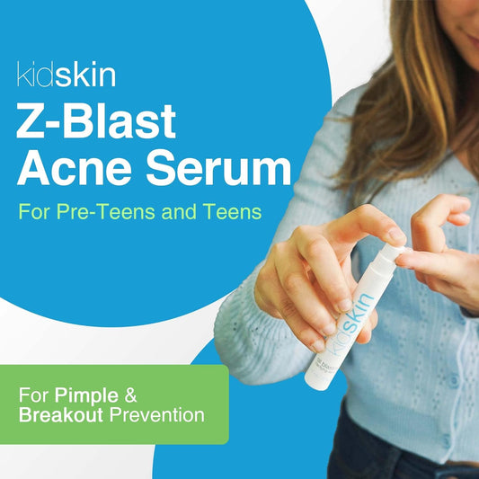 Kidskin - Z-Blast Clarifying Serum, Acne Serum for Face, Face Skin Care for Kids and Teen Skin Ages 9-17, Vegan-and-Cruelty-Free Acne Prone Skin Care, 0.5