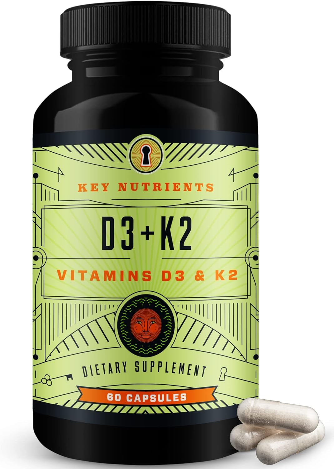 Key Nutrients Vitamin D3 K2 Non Gmo Gluten Free Formula - Vitamin D3 + K2 5000Iu Mcg For Healthy Muscle, Bone, Heart & I