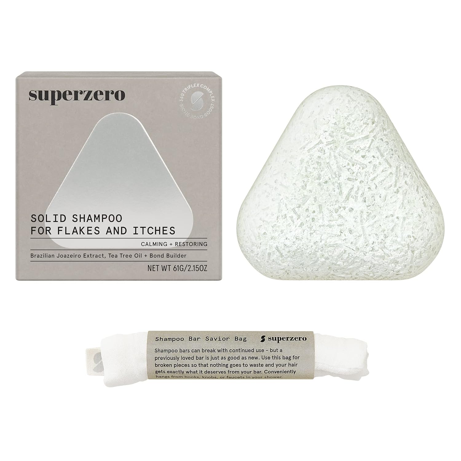 SUPERZERO Soothing Scalp Solid Shampoo Bar for aky & Itchy Scalps, Made With Clean & Organic Ingredients, Sulfate-Free, Cruelty-Free & Vegan