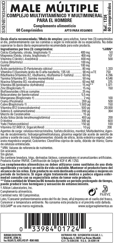 SOLGAR Male Multiple, 60 EA