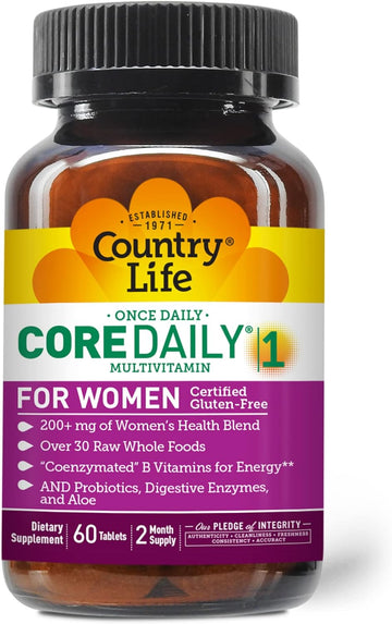 Country Life Core Daily-1 Multivitamins For Women, Energy Support, 60