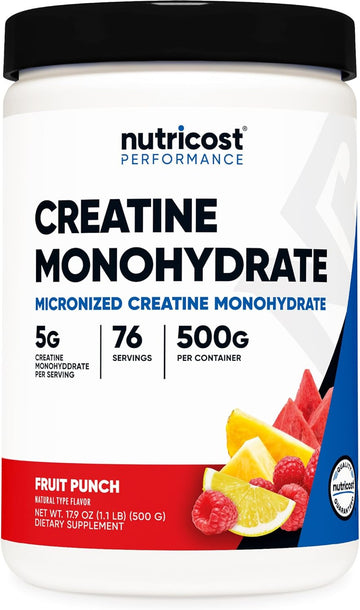 Nutricost Creatine Monohydrate Powder (Fruit Punch, 500 Gram)71 Servin