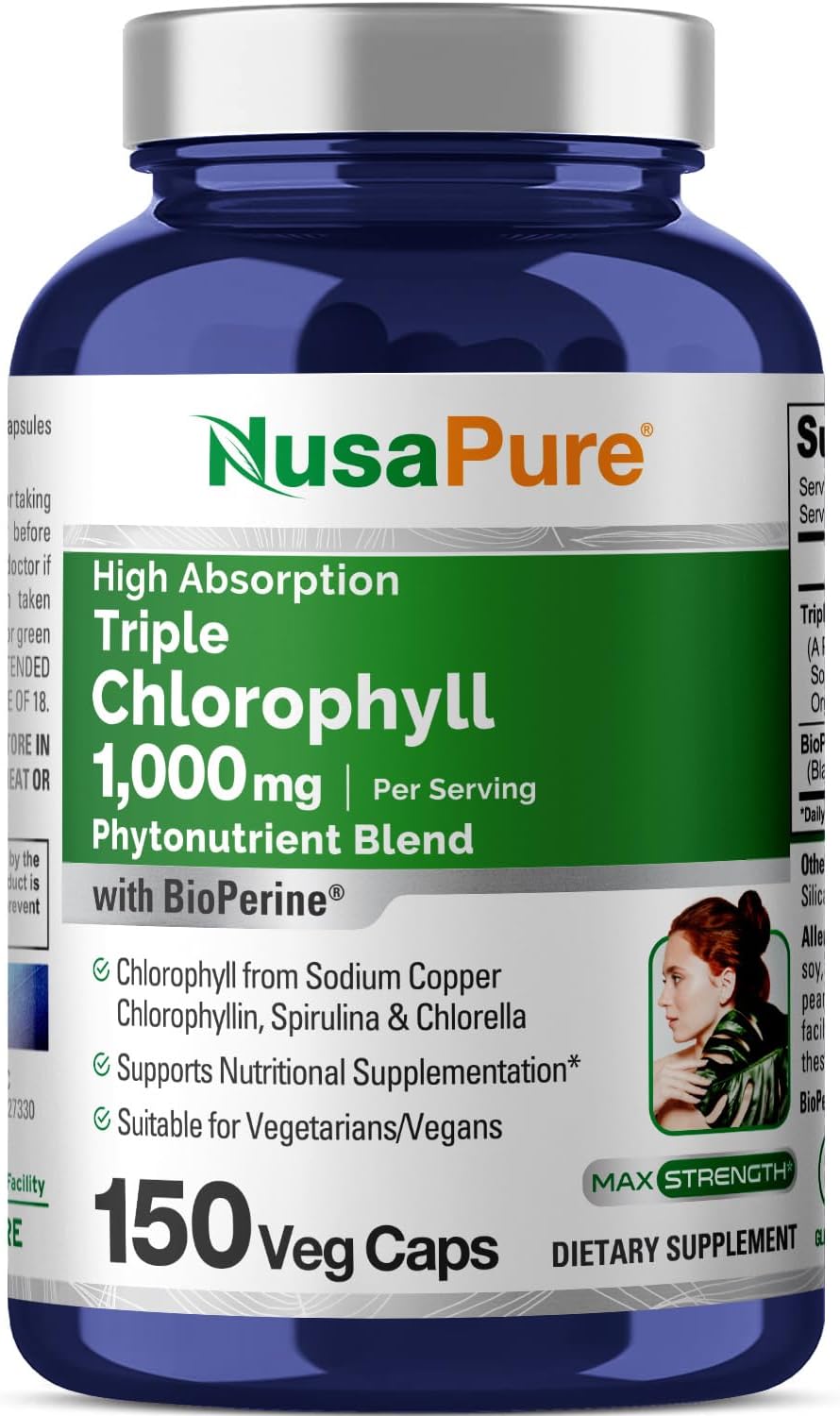 NusaPure Triple Chlorophyll Complex 1000 mg (Vegan Capsules,