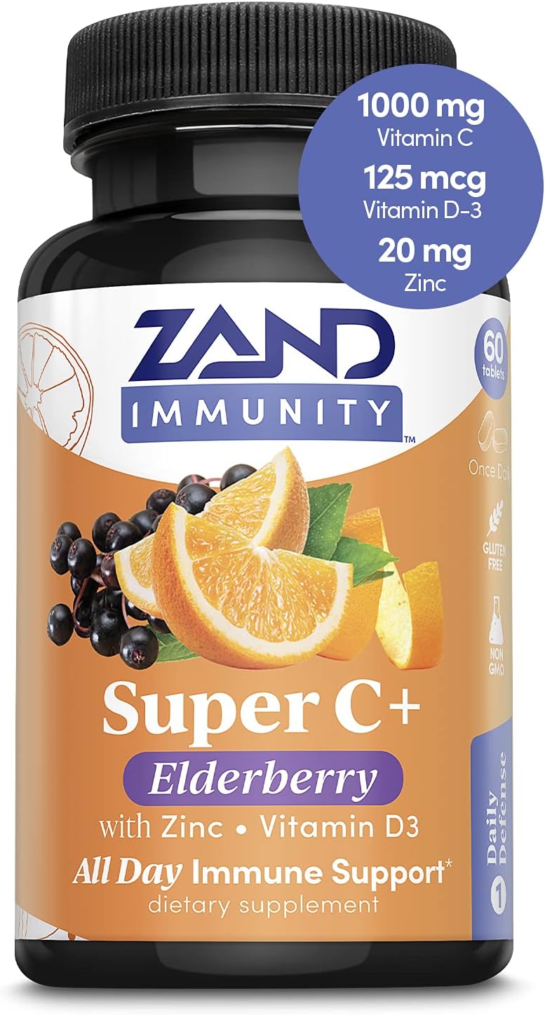 Zand Immunity Super C+ with Elderberry, All Day Immune Support, 1000mg