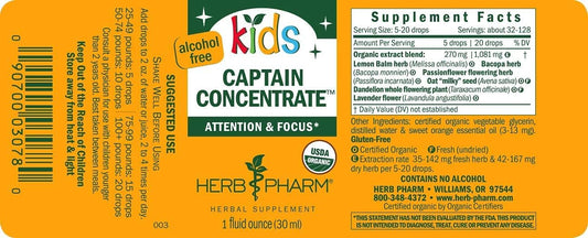 Herb Pharm Kids Certified-Organic Alcohol-Free Captain Concentrate Liq
