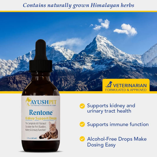 Ayush Pet Kidney and Bladder Support, Rentone Drops for Pets, Promotes
