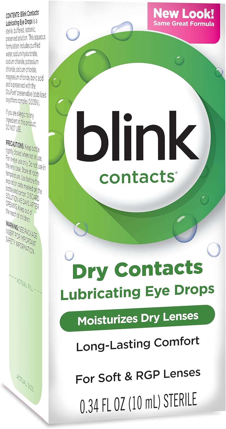 Blink Contacts Lubricating Eye Drops, .34 oz. (Pack of 2)