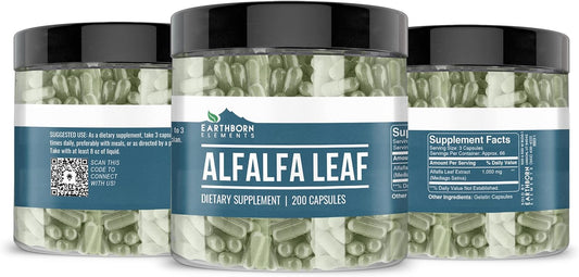 Earthborn Elements Alfalfa Leaf 200 Capsules, Pure & Undiluted, No Add