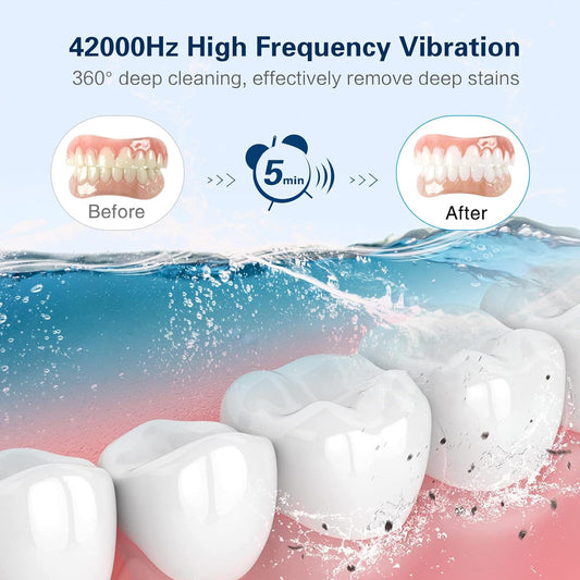 Voraiya® Dental Ultrasonic Denture Cleaner, 42kHz Ultrasonic Heated Cleaner Machine, for Dentures, Jewelry, Retainer, Aligner, Mouth Guard, Toothbrush Head etc, 5 Min/10 Min Two Heat Cleaning Modes