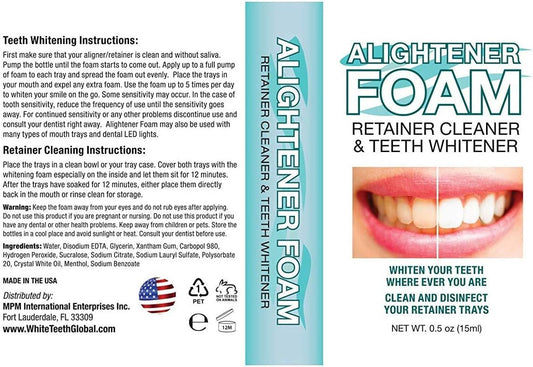 Alightener Foam - Whiten Your Teeth While Wearing a Mouth Tray or a Clear Dental aligners - Mouth Trays Included
