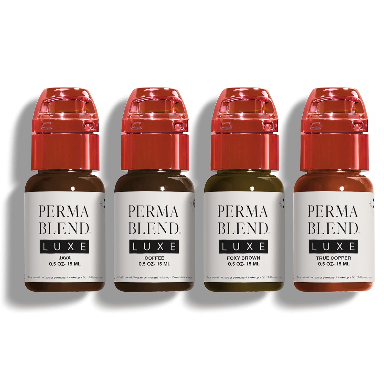 Perma Blend Luxe - Eyebrow Medium Set with Java, Coffee, Foxy Brown & True Copper - Brown Permanent Eyebrow Pigment Kit - Vegan & Cruelty-Free - 4 Count (0.5  each)