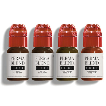 Perma Blend Luxe - Eyebrow Medium Set with Java, Coffee, Foxy Brown & True Copper - Brown Permanent Eyebrow Pigment Kit - Vegan & Cruelty-Free - 4 Count (0.5  each)