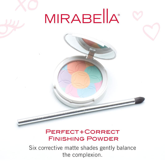 Mirabella Color Correcting Face Setting Powder – Mineral Setting Makeup Pressed Powder - Tone Correcting, Moisturizing & Light Diffusing – Universal Matte Face Powder for All Skin Types, 10g/0.35