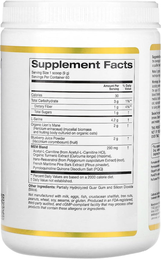 MEM Food, Memory & Cognitive Support, 1.12 lb (510 g), California Gold