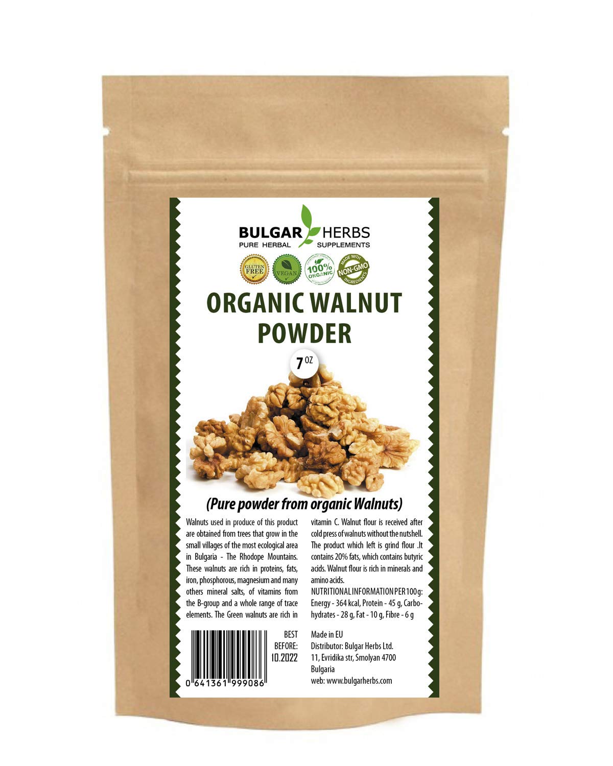 Organic Walnut Powder - Pure and 100% powder from organic Walnuts - 7 Oz