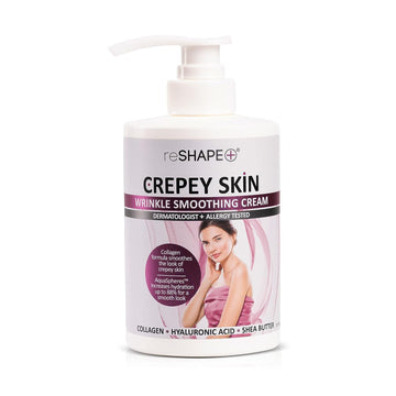 Reshape+ Crepey Skin Treatment Cream Wrinkle Smoothing Lotion Anti Aging Skin Care Moisturizer For Face, Arms, Neck, & Body W/Collagen & Hyaluronic Acid To Improve Elasticity & Sagging Skin, 15