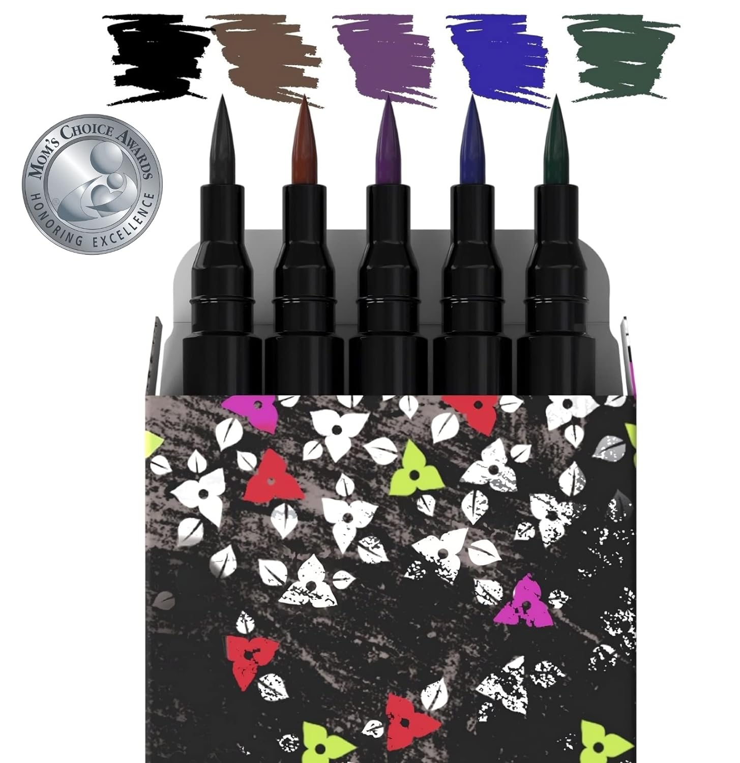 Nikka Notto Cosmetics Liquid Eyeliners Waterproof 5 Colors Eyeliner Set (Mom's Choice Award® Winner 2023) Black, Brown, Blue, Green & Purple DeLuxe Kit