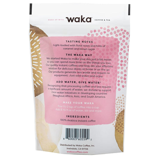 Waka — Light Roast Instant Coffee — Ethiopian 100% Arabica Freeze Dried Beans — Bulk Bag for Iced Coffee or Hot Coffee