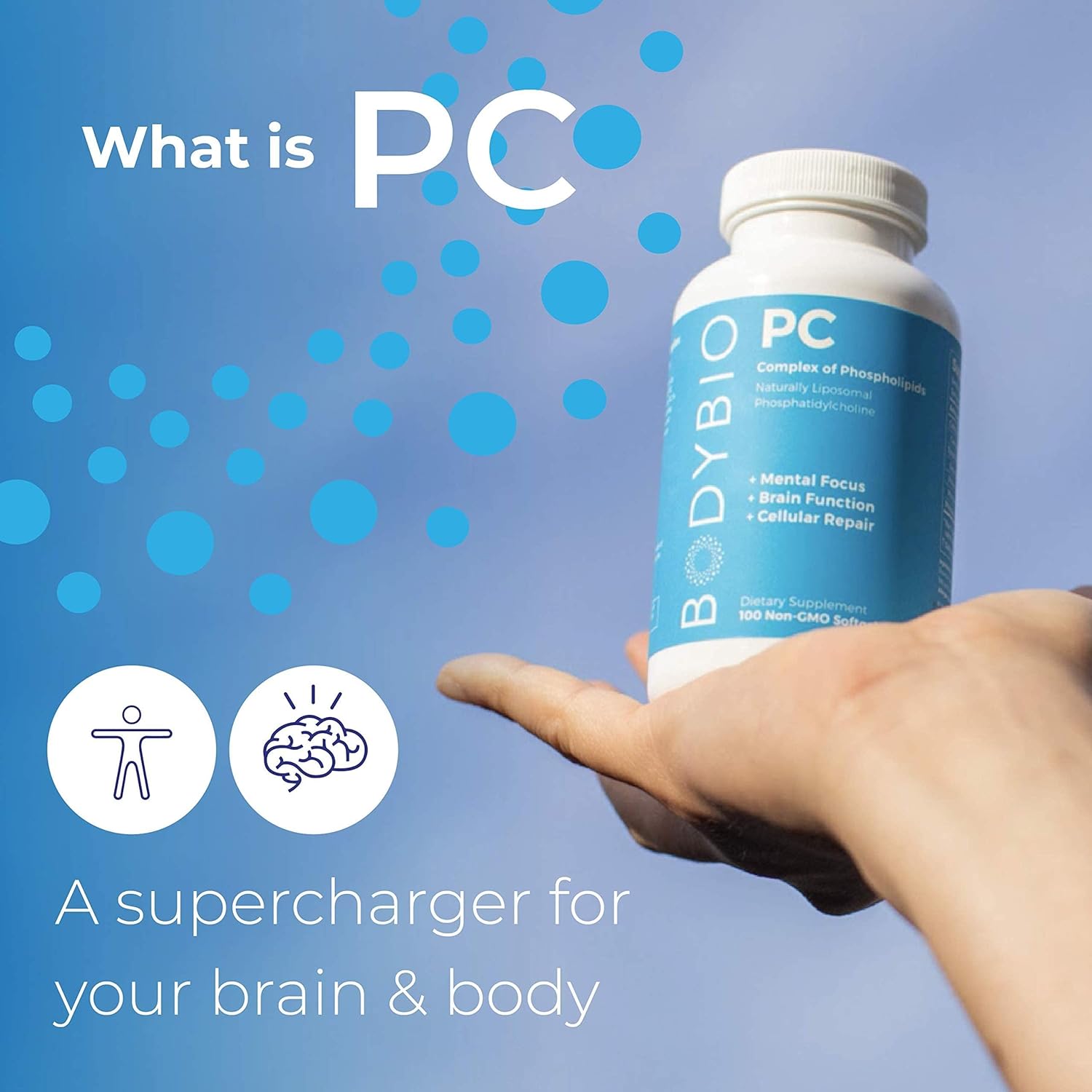 BodyBio Brain Supplement 8 oz - Pure Phospholipid Complex for Healthy 
