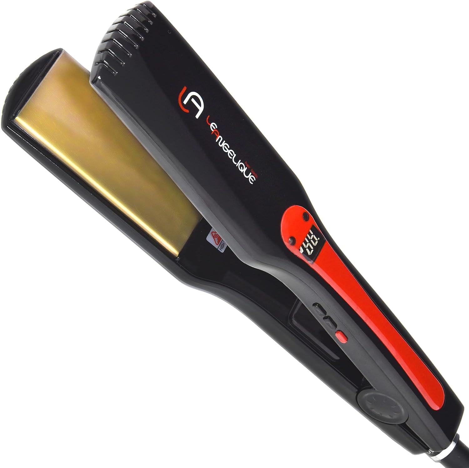 Le Angelique Titan G3 Nano Titanium at Iron ? 1.75 inch Extra Wide Styling Plates ? 450F to 120F Digital Temp Control Professional Titanium Plated Hair Straightener - Dual Voltage 110v-240v