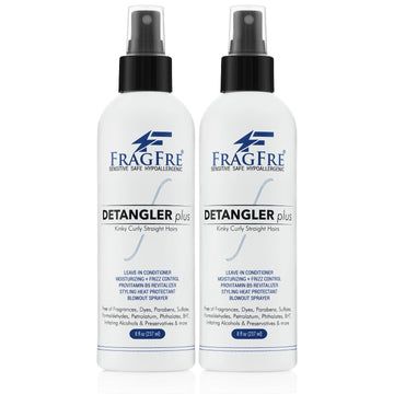 FRAGFRE Detangler plus Styling Hair Spray 8  (2-Pack Gift Set) - Heat Protectant and Blowout Spray - Leave in Conditioner for Sensitive Skin - Fragrance Free Hypoallergenic Unscented