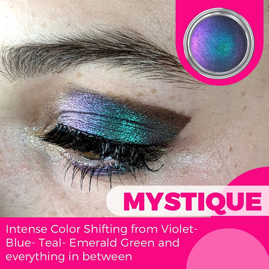 Concrete Minerals MultiChrome Eyeshadow, Intense Color Shifting, Longer-Lasting With No Creasing, 100% Vegan and Cruelty Free, Handmade in USA, 1.5 Grams Loose Mineral Powder (Mystique)