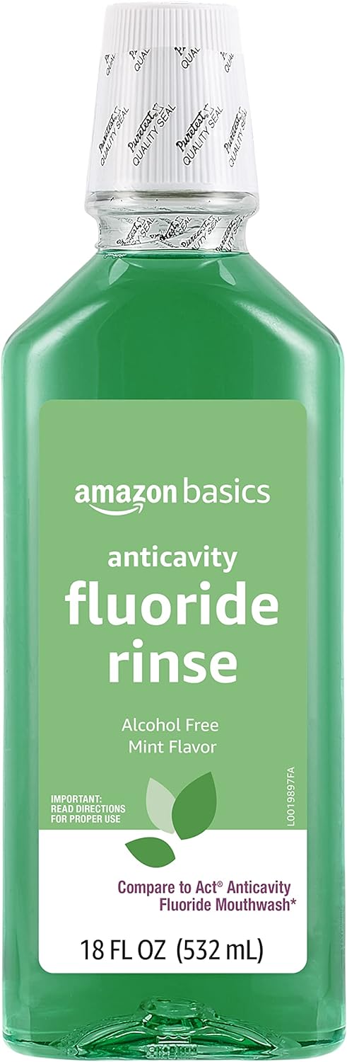 Amazon Basics Anticavity uoride Rinse, Alcohol Free, Mint, 18 uid , 1-Pack (Previously Solimo)