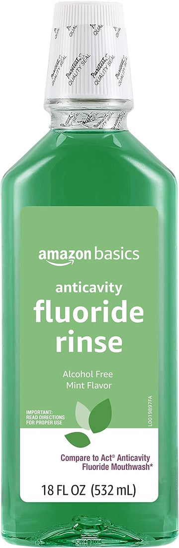Amazon Basics Anticavity uoride Rinse, Alcohol Free, Mint, 18 uid , 1-Pack (Previously Solimo)
