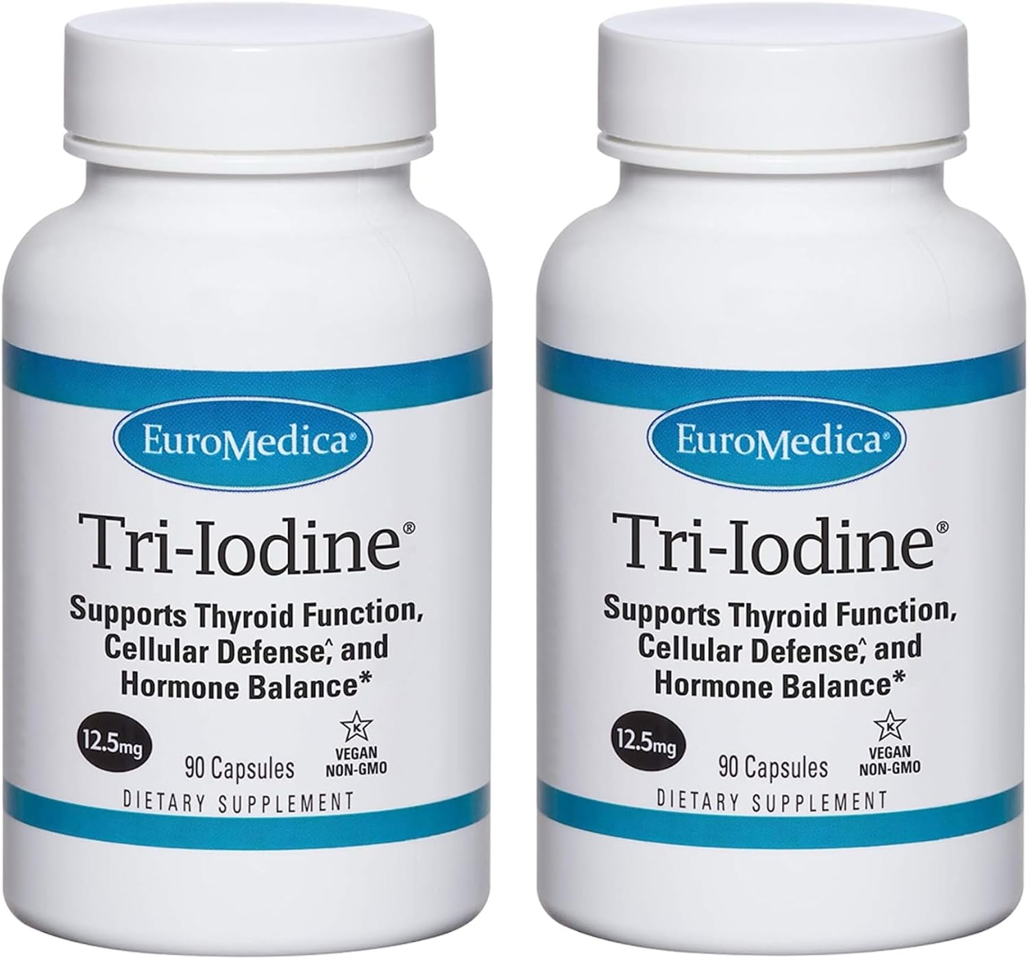 EuroMedica Tri-Iodine 12.5mg - 90 Capsules, Pack of 2 - Potassium Iodi