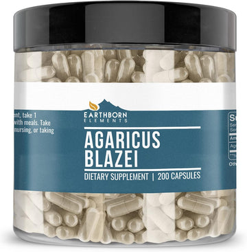 Earthborn Elements Agaricus Blazei 200 Capsules, Pure & Undiluted, No