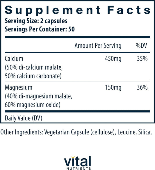 Vital Nutrients Calcium and Magnesium Complex | Vegan Supplement | Sup