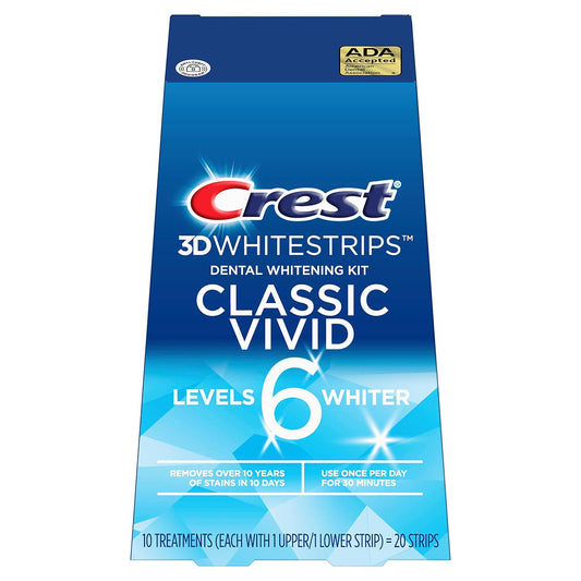 Crest 3D Whitestrips, Classic Vivid, Teeth Whitening Strip Kit, 20 Strips (10 Count Pack)