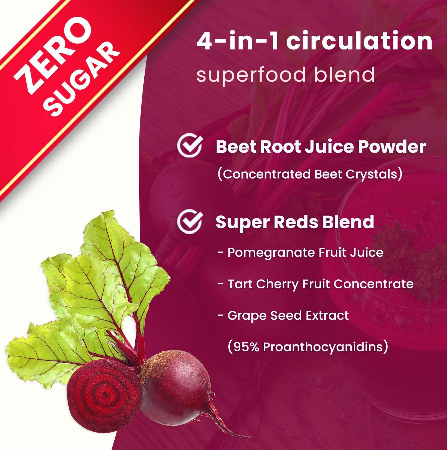 Beet Root Powder Circulation Supplement | Superfood Powder Nitric Oxid