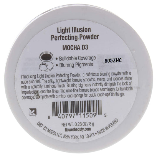 ower Beauty Light Illusion Perfecting Powder - Pressed Powder Face Makeup, Buildable Medium Coverage with Blurring Pigments, Includes Mirror & Sponge (Mocha)