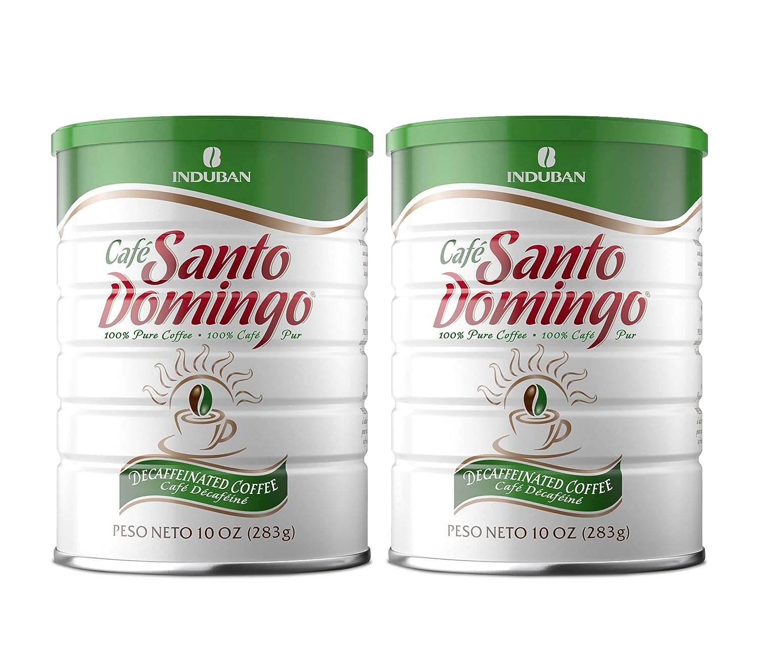 Santo Domingo Coffee Decaf, Can, Ground Coffee, Medium Roast - Product from the Dominican Republic (Pack of 2)