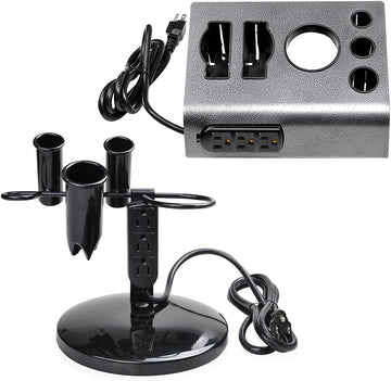 Tabletop Blow Dryer & Hair Iron Holder - Salon Appliance Stand w/ 3 Outlets