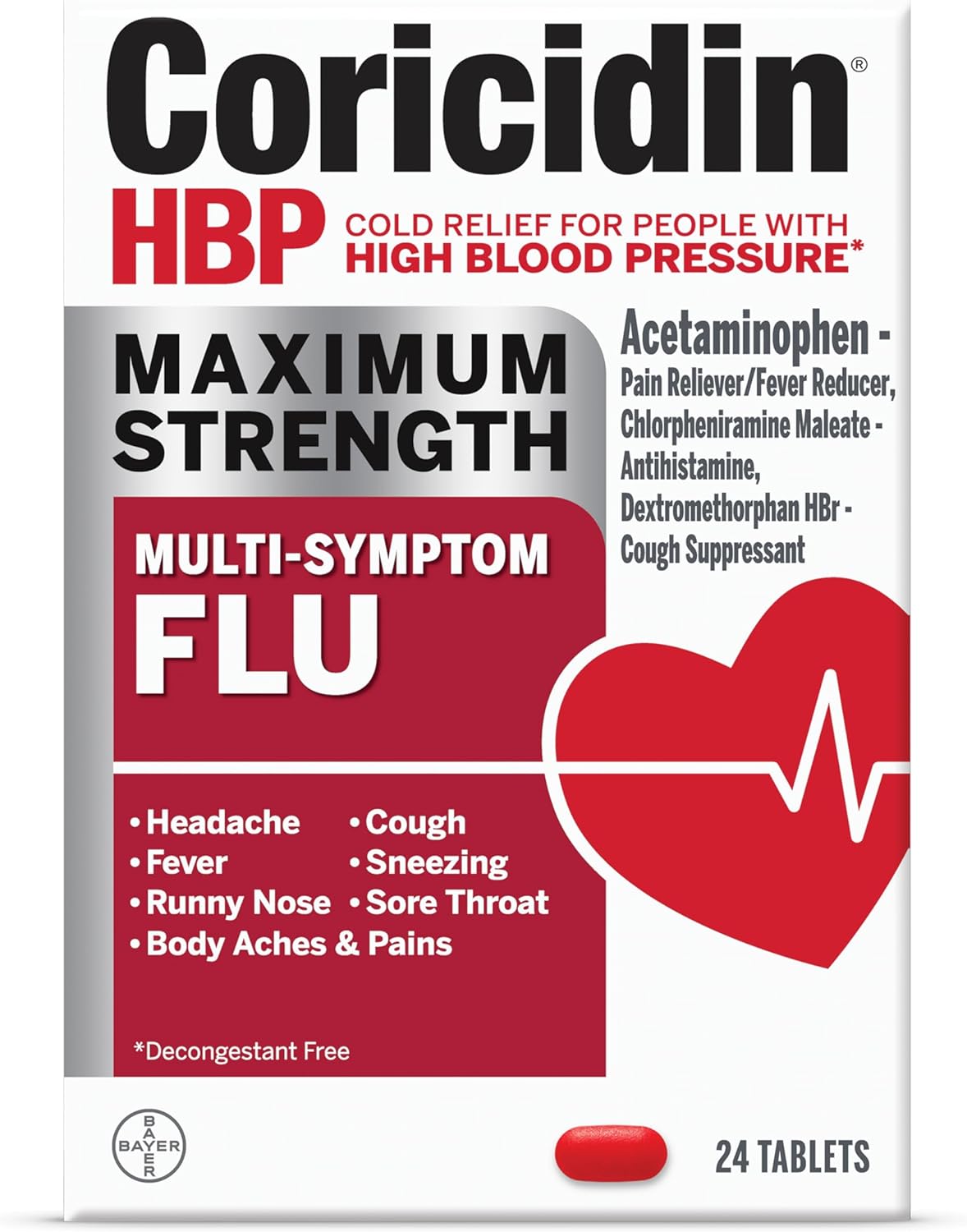 Coricidin Hbp Maximum Strength Multi-Symptom Flu Tablets For