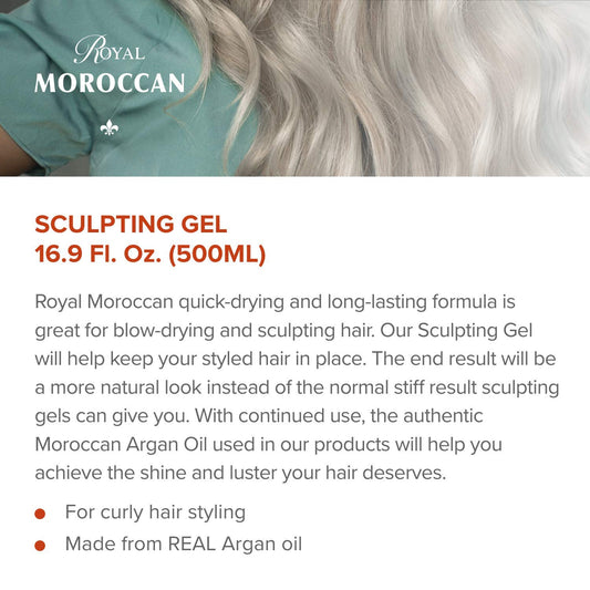 Sculpting Gel | Moroccan Argan Oil For Hair | Curly Hair Styling Gel | Hair Styling & Smoothing Products | Quick Drying | Royal Moroccan Argan Oil Hair Products 500 ml (16.9  )