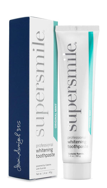 Supersmile Professional Whitening Toothpaste w/ uoride - Clinically Proven to Remove Stains & Whiten Teeth 6 Shades - Enamel Strengthening - No Sensitivity - Travel Size (Original Mint, 1.4 )