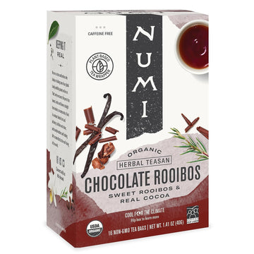 Numi Organic Tea Chocolate Rooibos, 16 Count Box of Tea Bags (Pack of 3) Herbal Teasan (Packaging May Vary)