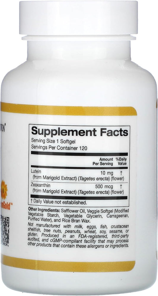 Lutein with Zeaxanthin, 10 mg, 120 Veggie Softgels, California Gold Nu