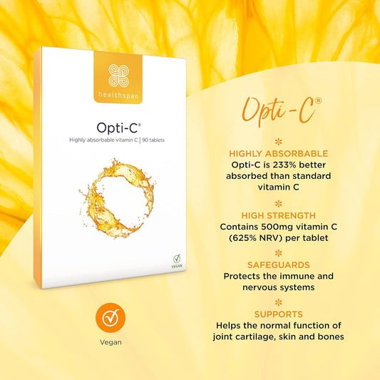Healthspan Opti Vitamin C 500mg | 90 Tablets | 233% Better Absorbed Th140 Grams