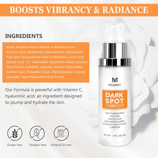 Dark Spot Corrector, Dark Spot Remover For Face Serum Formulated with Advanced Ingredient 4-Butylresorcinol, Kojic Acid, Lactic Acid, Salicylic Acid and Licorice Root Extract | Improves Hyperpigmentation, Facial Freckles, Melasma, Brown Spots and Oth