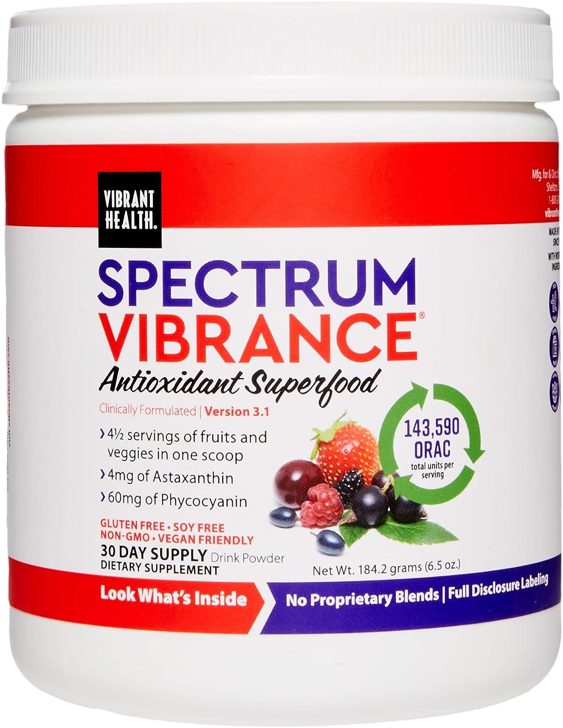 Vibrant Health, Spectrum Vibrance, Vegan Antioxidant Superfood Powder,