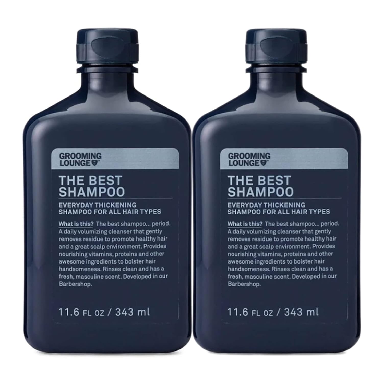 Grooming Lounge The Best Shampoo - Scalp Clarifying, Frizz Control Hair Wash for Men - Promotes Hair Length and Strength - Clean, Stimulating Peppermint Fragrance with Rosemary for Regrowth - 2 pack