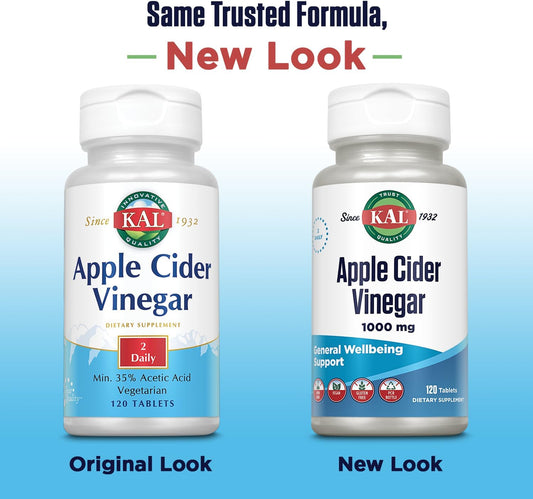 KAL Apple Cider Vinegar Capsules, 500 mg, 120 Count