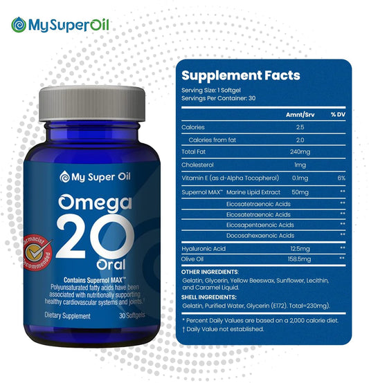 My Super Oil Omega 3 Burpless Fish Oil Supplement, 30 Soft gels, 300% More Effective Than Omega 3 Fish Oil, Supports Hea